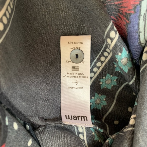 Warm Brand Cotton Silk Top in Floral Print Poppy, Rose, USA made size M, 2, 6-8 - Picture 9 of 11